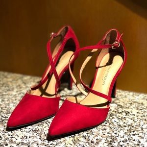 Red Suede High Heels